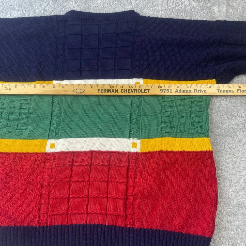 Emerald Isle Sweater Mens M Multicolor Colorblock Knit Made in Ireland Crest